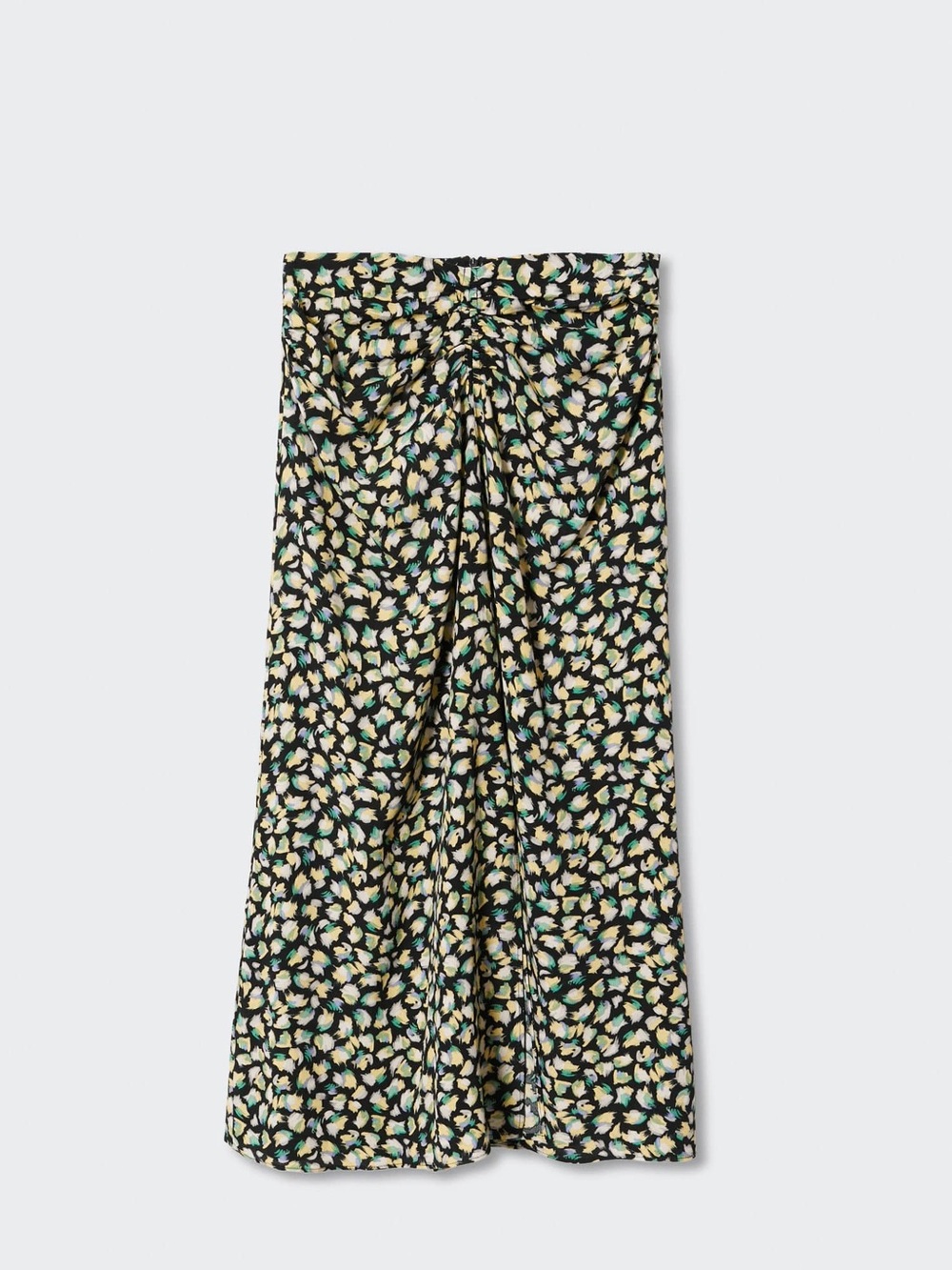 Mango Black Floral Midi Skirt yellow and green accents